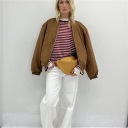 maglia con righe a contrasto oversize mocha